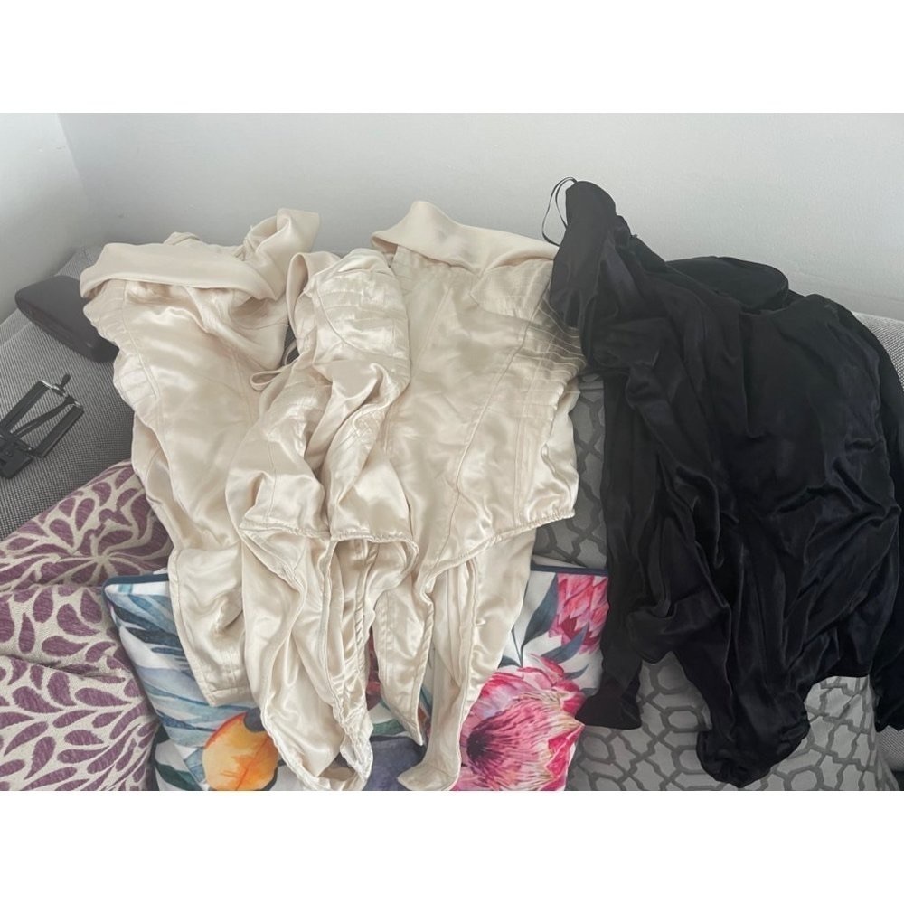 Zara bodysuits ivory satin look 3 ivory 1 black small